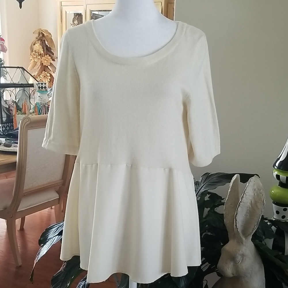 Moth Cream Peplum Tunic Top